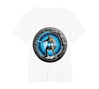 a Samurai-Warrior Stepping Thru a Star-gate to Another Realm T-Shirt, Women's Plus, White, 5X