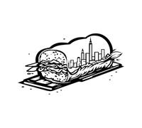 a Sandwich with a City Skyline on it Fine Carving Decals 34x59.3cm Art Decoration Black