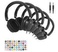 A+ Scholars Kids Headphones Bulk 5-Pack for K-12 School, Over-Ear Wired Headset with Microphone, Foldable, 3.5mm Jack Headphone for Classroom Chromebooks Tablets Laptop Computer