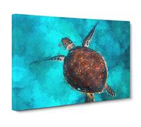 A Sea Turtle Canvas Print | Gallery Wrapped 30mm Frame Wall Art | 30x20 inches | Ready to Hang | Abstract Animals Picture | Living Room Bedroom Lounge Office