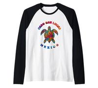 A Sea Turtle in Colorful Mexican Pattern Cabo San Lucas Raglan Baseball Tee