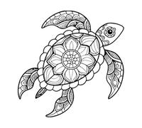 a sea Turtle with a Shell Cove in Mandala Patterns Including Floral and Geometric Shapes The Wall Decals 42x42cm Car Body Decoration Black