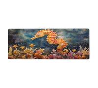 A Seahorse On A Starfish Mouse Pad In Big Extended Non-Slip Rubber Base Mousepad With Stitched Edges Gaming Pc Desktop Large Mouse Pad 11.8x31.5