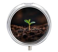 A Seedling Sprouts Pill Box Round Portable Small Pill Case Waterproof Travel Pill Box Organizer for Pocket Purse and Daily Convenience