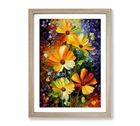 A Selection Of Flowers No.2 Framed Print | A4 Oak Framed Wall Art | Ready to Hang | Modern Floral Picture | Living Room Bedroom Lounge Office