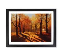 A Serene Autumn Forest Framed Wall Art Print A2 Black