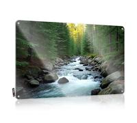 A Serene Forest Stream Flows Gently Among Lush Green Trees. Tiki Bar Decorations Faded - Funny Wall Art Accessory Vintage Wall Art(30X40CM)