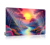 A Serene River Flows Through A Vibrant, Colorful Forest At Sunset. Wall Art Kitchen Stuff Decorative | Handcrafted Soft Bath Hanging Art For Scoreboard Living Room(30X40CM)