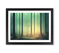 A Serene Spring Forest Framed Wall Art Print A2 Black