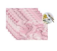 A Set of 1/4/6 Piece Place Mats PVC Woven Table Mat Suitable For Kitchen Dining Tables, Indoor/Outdoor Washable Heat-resistant Anti Slip Tender Pink Marble Placemats