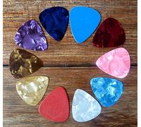 A Set Of 10 Beautiful Celluloid Plectrums - Light / Medium Duty - Assorted Colours