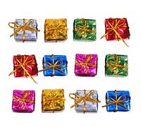 A Set of 12pcs Wrapped Miniature Box Christmas Foam Balls Xmas Tree Hanging Ornaments Party Favors (Random Color)