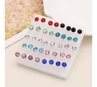 A Set Of 20 Pairs Clear Coloured Crystal Ear Studs Earrings Shinny UK