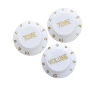 A Set Of 3 Professional Replacement Plastic Tone And Volume Control Knobs For Electric Guitars Guitar Knobs For Adult Beginners(White Gold)