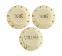 A Set Of 3 Professional Replacement Plastic Tone And Volume Control Knobs For Electric Guitars Guitar Knobs For Adult Beginners(Ivory Gold)