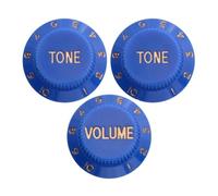 A Set Of 3 Professional Replacement Plastic Tone And Volume Control Knobs For Electric Guitars Guitar Knobs For Adult Beginners(Dark Blue Gold)