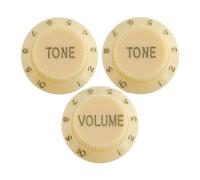 A Set Of 3 Professional Replacement Plastic Tone And Volume Control Knobs For Electric Guitars Guitar Knobs For Adult Beginners(Cream Gold)