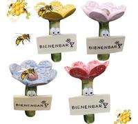 A Set of 4 Bee Garden Water Cups, Bee Cups, Floor-Standing Beedero, Insect Drinker, Watering Station for Bees, Garden and Yard