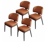 A Set of 4 Cushioned Dining Chairs,Faux Leather Decorative Side Chairs for Kitchen And Room,Sturdy Metal Legs,Comfortable Cushion Seats,F