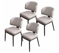 A Set of 4 Cushioned Dining Chairs,Faux Leather Decorative Side Chairs for Kitchen And Room,Sturdy Metal Legs,Comfortable Cushion Seats,B