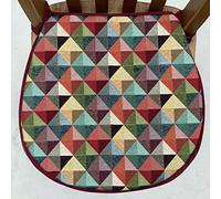 A SET OF 4 HARLEQUIN CHECK TAPESTRY WEAVE CHAIR SEAT PADS (FOR SEATS APPROX. 14” X 14”) 36cms x 36cms