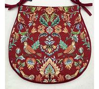 A SET OF 4 RED WILLIAM MORRIS INSPIRED TAPESTRY WEAVE CHAIR SEAT PADS (For Seats Approx. 14” x 14”)