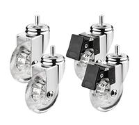 A set of 4 swivel castors for furniture, Ø 75 mm, with grub screws M8 x 15, M10 15 and ball bearings, made transparent rubber, transport castors, single load 40 kg