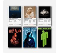 A Set Of 6 Billie Poster Eilish Music Vintage Album Cove Wall Art Canvas Posters Room Decorative Aesthetic Print Decor 08x12inch(20x30cm) Style-1