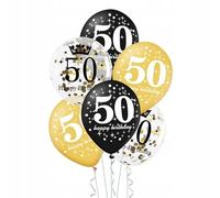 A set of balloons for 50th birthday, black and gold, 30cm, 6 pcs.