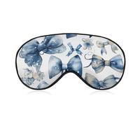 A Set of Blue Bows Sleep Mask for Women Men, Soft Eye Mask with Adjustable Strap for Sleeping, Light Blocking Travel Blindfold for Nap Comfortable Eye Cover for Home Office