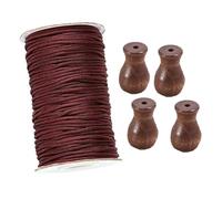 A Set of Brown Blinds Cord String Window Wooden Tassels/knobs,1.8mm White Braided Lift Shade Cord 50m with 4pcs White Wooden Pendant for Aluminum Blind Shade Window Crafts