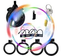 A Set Of Four Black Protective Cages With Replaceable Rings, One Key, Made Of Hard Resin Material, Easy To Carry, In The Shape Of A Birdcage