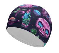 A Set of Object Doodles Swim Cap for Adult, Elastic Fabric Swimming Cap, Comfortable Bathing Cap for Long & Short Hair