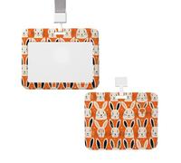 A Set of Rabbit Faces ID Badge Holder Retractable Clip Waterproof Plastic Card Holder with Lanyard Protector Work Badge Sleeve Name Badge Reel Holders Name Tag for OfficeNurse