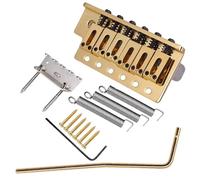 A Set Of Slive Black Gold Electric Guitar Bridge Thickened Base 6 Strings Saddle Single Tremolo Bridge System Guitar Accessories(Gold x 1 set)