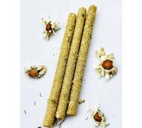 A Set of Three Candles Made of 100% Beeswax, Coated with Crushed Chamomile Petals. Herb Candle