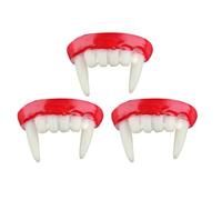 A set of three realistic Halloween vampire fangs - premium costume dentures perfect for parties and cosplay. (1 PACK)