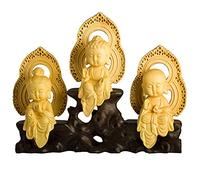 A Set of Western Trinity Solid Wood Buddha Statue Boxwood Chinese Buda Sculpture Home Collection Feng Shui?H10cm×W4.2cm×L3.2cm?