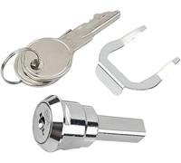 A Set Silver Stainless Toolbox Lock, Toolbox Lock Iron Cabinet Insert Linkage Drawer Set,180° Rotation Unlocking (1 Fastening tab and 2 Keys,1 Cylinder)