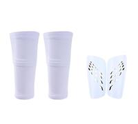 A Set Soccer Shin Guard Adults Socks with Pocket Shields Legging Cover Sleeves Protective Gear for Boys(White2 Set,M(8-13Y))