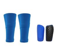 A Set Soccer Shin Guard Adults Socks with Pocket Shields Legging Cover Sleeves Protective Gear for Boys(Blue3 Set,L(Over 14))