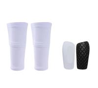 A Set Soccer Shin Guard Adults Socks with Pocket Shields Legging Cover Sleeves Protective Gear for Boys(White3 Set,M(8-13Y))