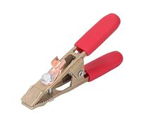 A Shape Earth Wire Clamp, Brass Grounding Work Clamp, Electric Argon Arc Welding Pliers 260A with Sheath, 40mm Large Opening for High Current Grounding in Gas Shielded Welding, Res (Red Cover)