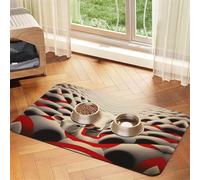 a Sheep Pet Feeding Mat Dog Cat Eating Food Absorbent Leather Tablecloth for and Water Bowl Waterproof No Stains Quick Dry Non-Slip 17.72 * 11.8IN