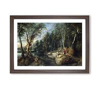 A Shepherd with His Flock by Peter Paul Rubens Framed Print | A2 Walnut Framed Wall Art | Ready to Hang | Modern Nature Picture | Living Room Bedroom Lounge Office