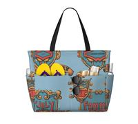 A Shield Emblem Printed High-Capacity Beach Travel Bag to Meet All Your Travel Needs