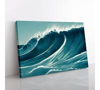 A Shining Ocean Wave Canvas Wall Art Print Ready to Hang, Framed Picture for Living Room Bedroom Home Office Décor, 50x35 cm (20x14 Inch)