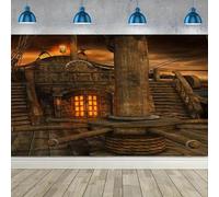 A ship deck background a retro sailboat background a nautical wooden warship photo a cruise ship birthday party