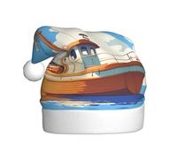 A Ship On The Sea Surface Adult Holiday Hat – Festive Party Hat With Plush Piping And Pom-Pom, Durable Print Design, Perfect For Christmas, New Year'S, Halloween, And More