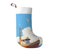 A Ship On The Sea Surface Christmas Stocking – Festive Holiday Decor With Full-Print Design, Perfect For Christmas, New Year Gift-Giving